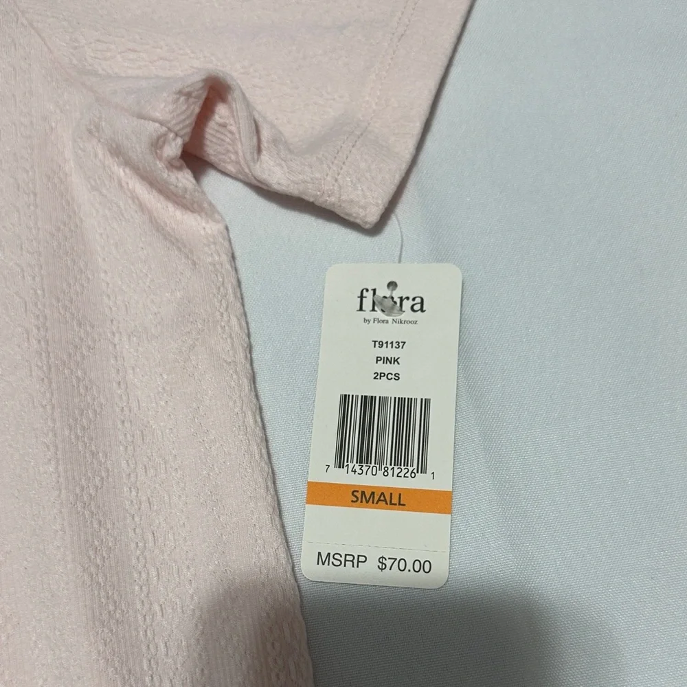 FLORA BY FLORA NIKROOZ Pink 2pc Luisa Textured Notch Collar Pajama Set